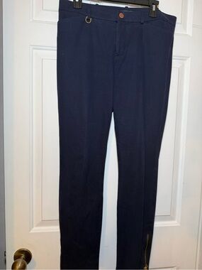 Lauren Ralph Lauren Navy Zippered Ankle Pants Sz 10 Horsebit Charm